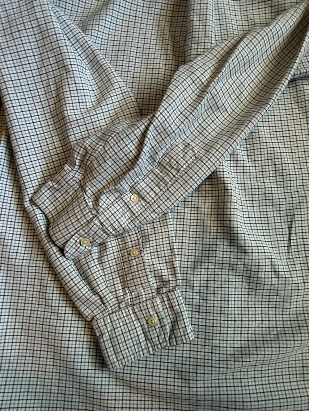 Ralph Lauren Light Blue and Navy Micro-Check Button-Down Shirt - Picture 14 of 14